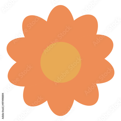 Orange flower flat pastel