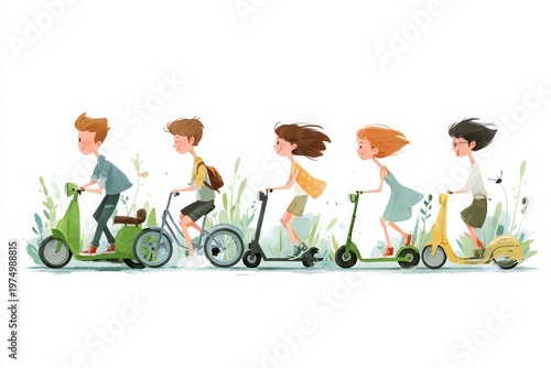 Happy Children Summer Vacation: Flat Vector Illustrations