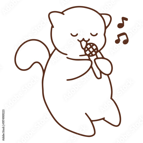 Cute cat singing simple stroke animal
