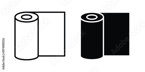 Construction film roll icon on white background. linear pictogram. Flat symbols