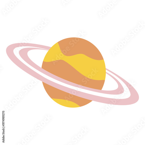 Cute saturn flat drawing