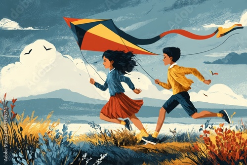 Happy Children Summer Vacation: Flat Vector Illustrations