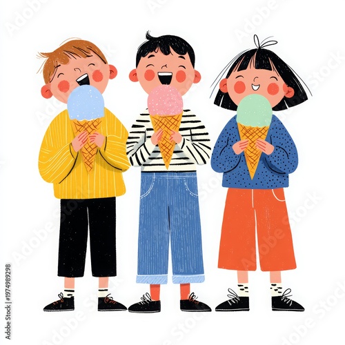Happy Children Summer Vacation: Flat Vector Illustrations