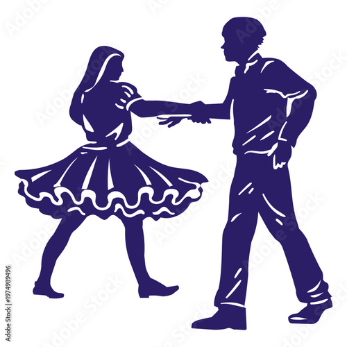 Dancing couple music silhouette