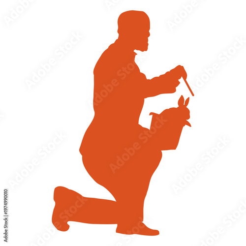 Circus silhouette orange magician