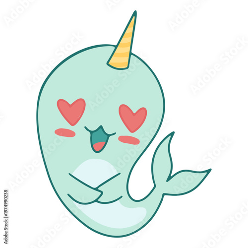 Narwhal love kawaii animal