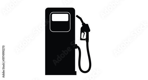 A simple black silhouette of a gas pump showing the nozzle and payment interface high quality