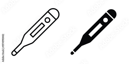 Digital thermometer icon on white background. linear pictogram. Flat symbols