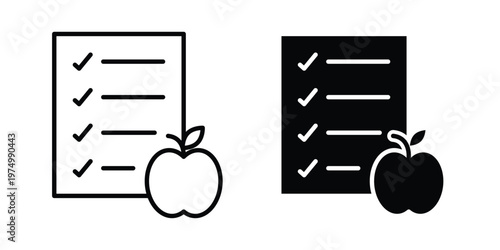 Diet plan icon on white background. linear pictogram. Flat symbols