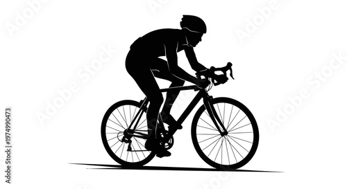 Cycling silhouette, bicycle rider icon, sports vector, athlete illustration