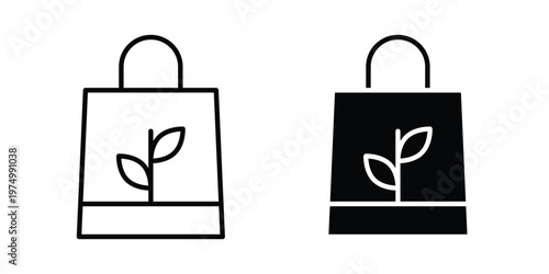 Eco bag icon on white background. linear pictogram. Flat symbols