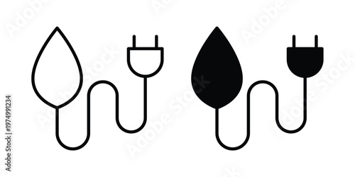 ECO Energy icon on white background. linear pictogram. Flat symbols