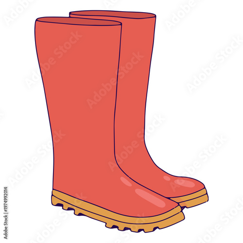 Rain boots color stroke red