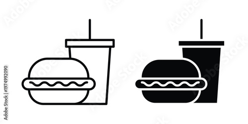 Fast food icon on white background. linear pictogram. Flat symbols