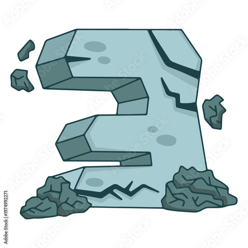 Number three out of stone