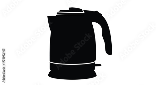 A stark silhouette of a modern electric kettle against a plain white background high quality professional