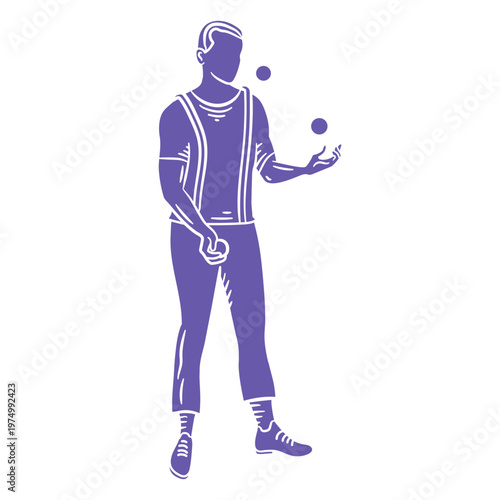 Male juggler drawing