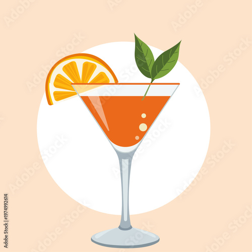Illustration of a cocktail with an orange slice