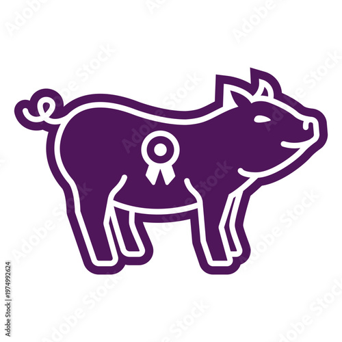 Pig silhouette with fair ribbon