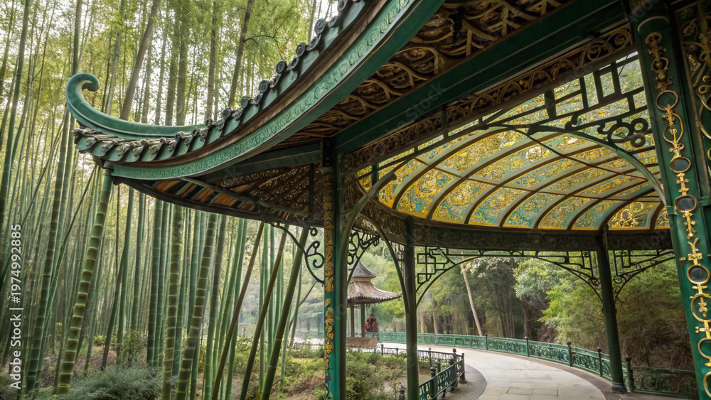Obraz premium Ornate Pagoda in Bamboo Forest