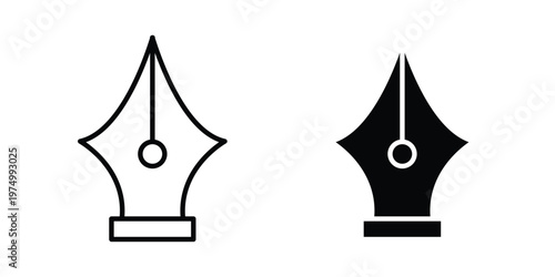 Fountain pen icon on white background. linear pictogram. Flat symbols