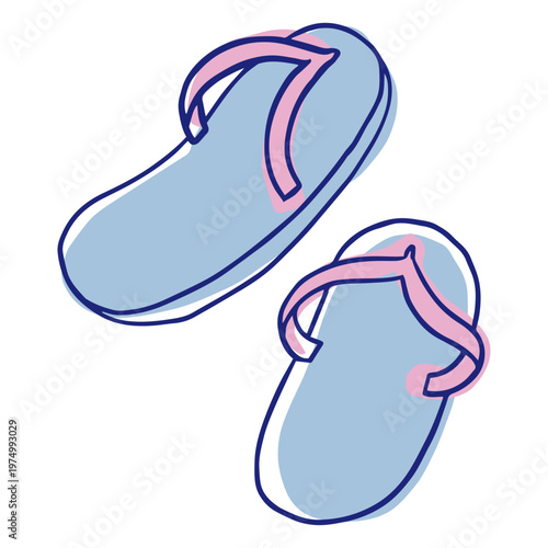 Blue summer flip flops