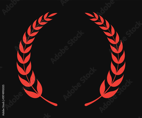 Red Laurel Wreath Vector Illustration for achievement