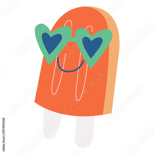 Orange popsicle with sunglasses on it