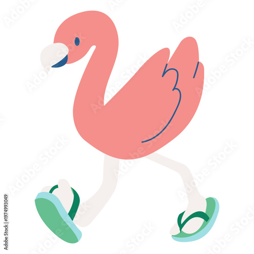 Funny flamingo with flip flops