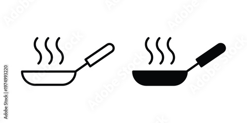 Frying pan icon on white background. linear pictogram. Flat symbols