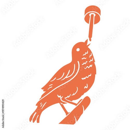 Bird sitting on a branch with a bird feeder