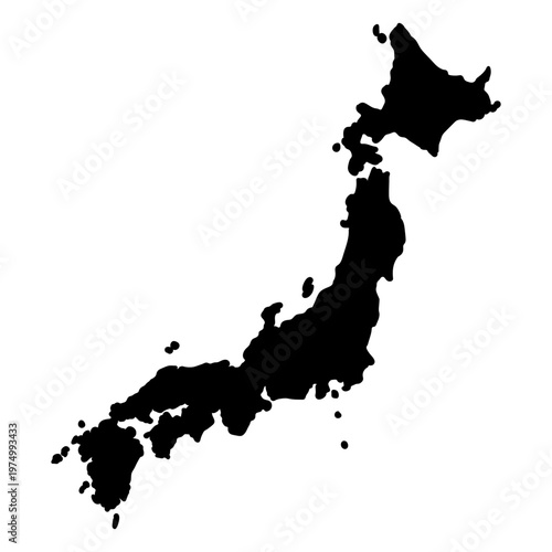 Sleek silhouette of japan map design