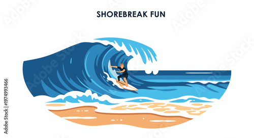 Dynamic Surfer Riding a Powerful Wave Action Shot