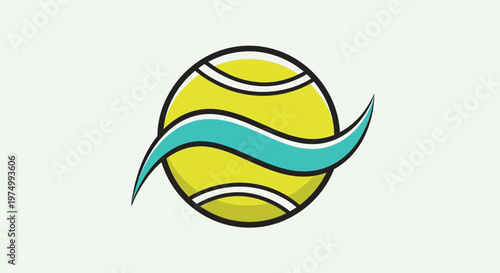 Dynamic Tennis Ball Logo With Aqua Swoosh Element