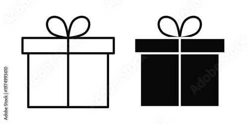 Gift box icon on white background. linear pictogram. Flat symbols