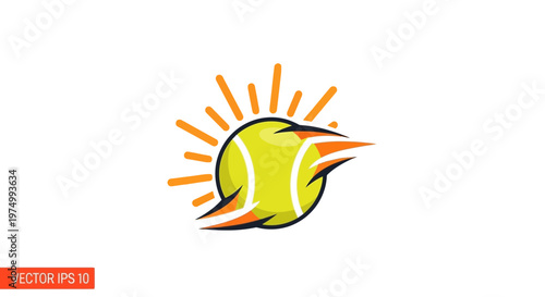 Dynamic Tennis Ball Motion Sunburst Energetic Sports Icon