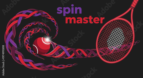 Dynamic Tennis Ball With Swirling Strands And Racquet