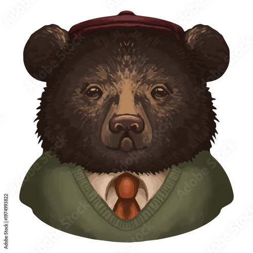 Brown bear dressed up