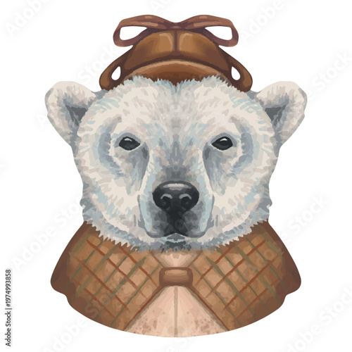 Realistic polar bear dress as detective