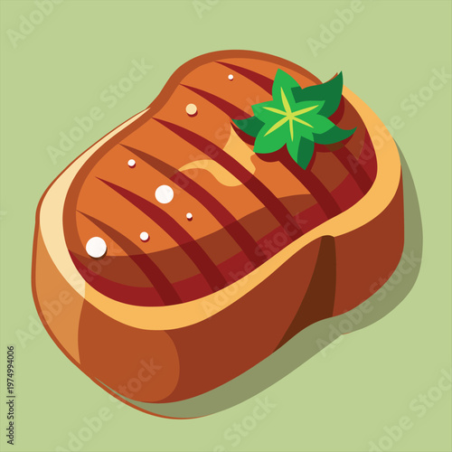 Gourmet Grilled Beef Steak Vector Illustration