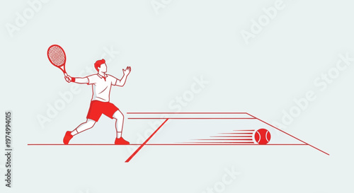 Dynamic Tennis Player Action Shot Minimalist Illustration