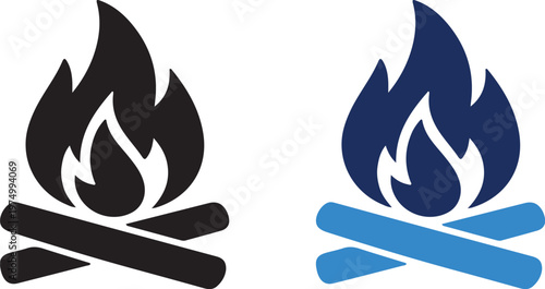 Outdoor Campfire Icon with Burning Flame and Wood Fire Symbol – Blaze, Heat, Smoke Sign for Camping, Nature, and Outdoor Hearth Concepts