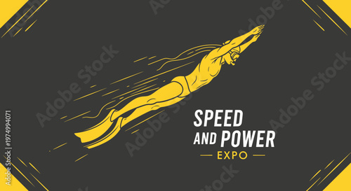 Dynamic Swimmer Illustrates Speed And Power For Sporting Events And Promotions