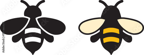 Bee Icon with Bumblebee Pictogram – Honey Bee Vector Illustration, Honeycomb Hive Symbol and Insect Sign for Nature and Pollination Concept