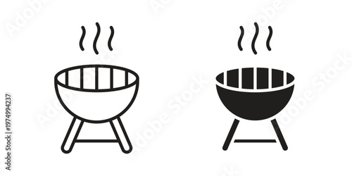 Grill icon on white background. linear pictogram. Flat symbols