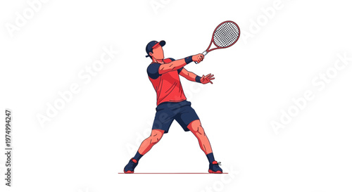 Dynamic Tennis Player Executing A Powerful Backhand Shot On White Background