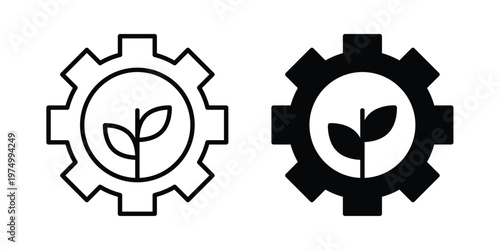 Green technology icon on white background. linear pictogram. Flat symbols