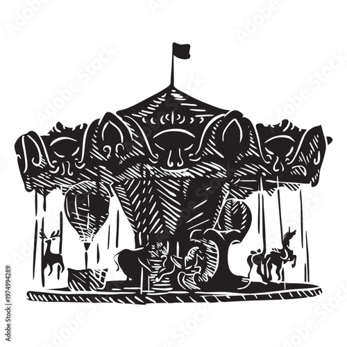 High contrast circus carousel