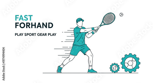 Dynamic Tennis Player Executing a Powerful Forhand Stroke