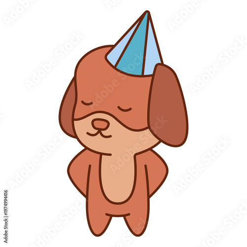 Cute puppy with birthday hat